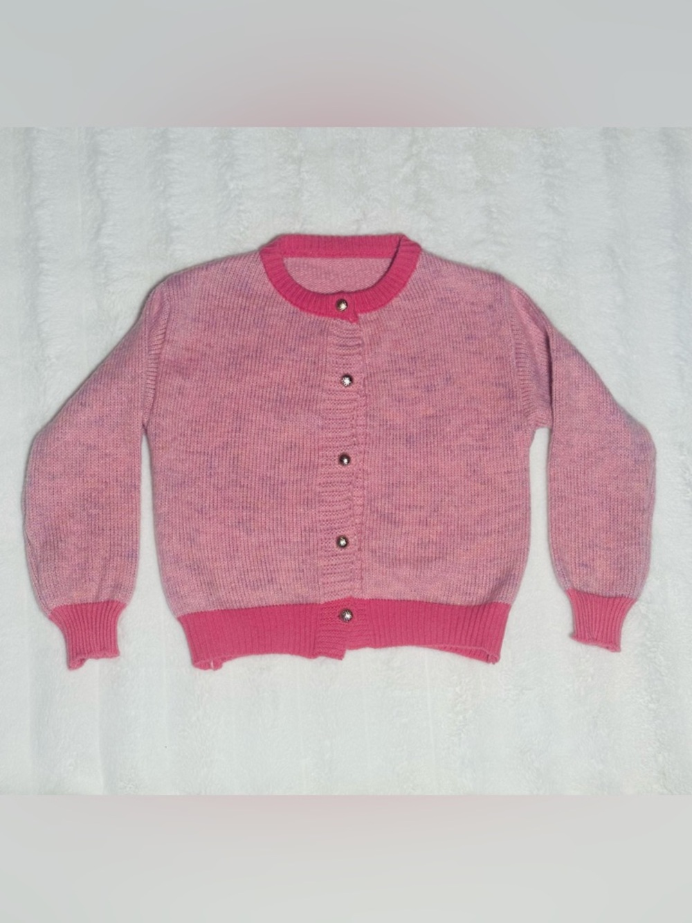 Pink Button-Up Knit Cardigan